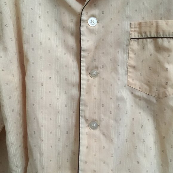 Vintage 2-Piece PJ/Pyjama Set - Light Buttercream Yellow with Brown Detailing - Picture 7 of 11